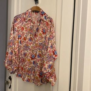 Floral print satin Zara shirt Medium